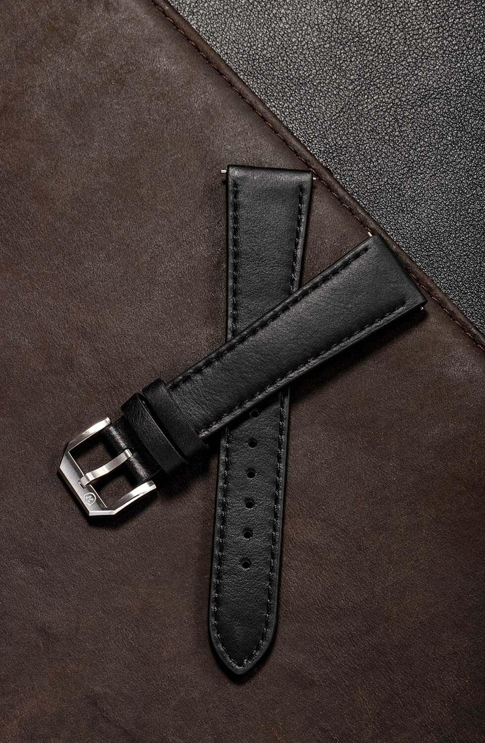 Black Leather Classic Strap - Nivada Grenchen