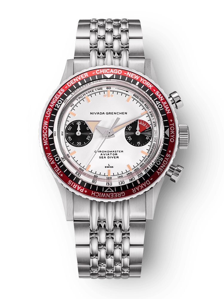 Chronomaster Aviator Sea Diver - Red/Green/Blue & Gmt Bezels - Nivada Grenchen