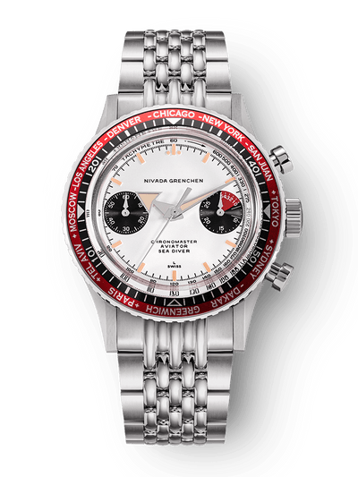 Chronomaster Aviator Sea Diver - Red/Green/Blue & Gmt Bezels - Nivada Grenchen