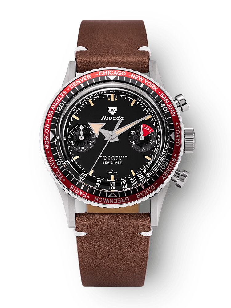 Chronomaster Aviator Sea Diver - Red/Green/Blue & Gmt Bezels - Nivada Grenchen