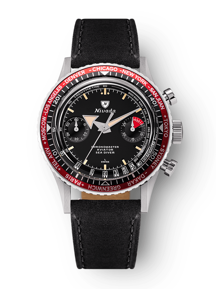 Chronomaster Aviator Sea Diver - Red/Green/Blue & Gmt Bezels - Nivada Grenchen