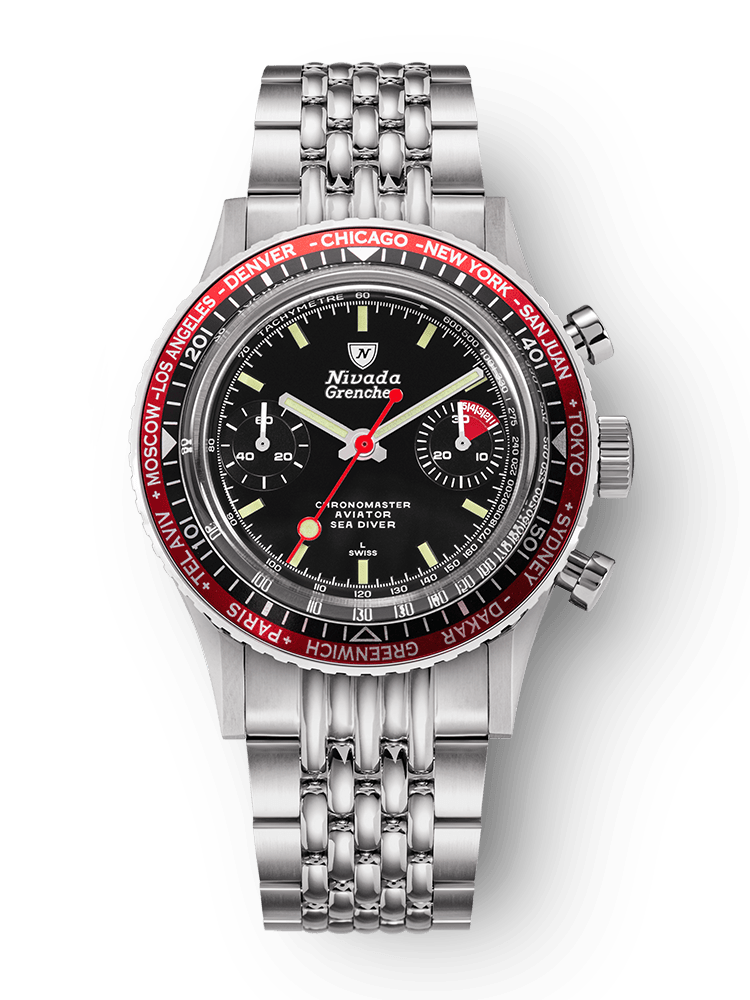 Chronomaster Aviator Sea Diver - Red/Green/Blue & Gmt Bezels - Nivada Grenchen