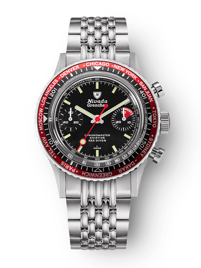 Chronomaster Aviator Sea Diver - Red/Green/Blue & Gmt Bezels - Nivada Grenchen