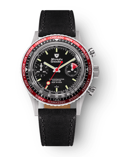 Chronomaster Aviator Sea Diver - Red/Green/Blue & Gmt Bezels - Nivada Grenchen