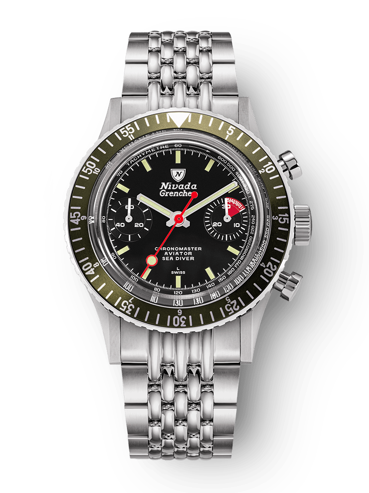 Chronomaster Aviator Sea Diver - Red/Green/Blue & Gmt Bezels - Nivada Grenchen