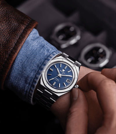 F77 Blue With Date - Nivada Grenchen